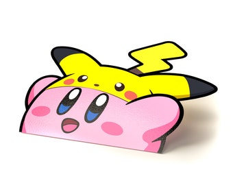 Kirby Pika Hat Peeker Aufkleber - Aufkleber für Auto, Laptop, Handy, Konsole
