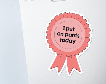 I Put On Pants Today Aufkleber - Auszeichnungsband - Motivation - Self-Care Aufkleber - Mentale Gesundheit Aufkleber - Abziehbilder für Laptop, Telefon, Konsole