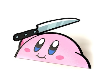 Kirby mit Messer-Späher Aufkleber - Aufkleber für Auto, Laptop, Telefon, Konsole