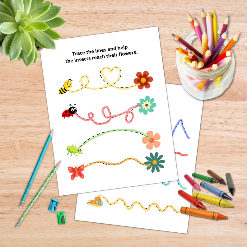 Printable Tracing Worksheets for Kids Preschool Pre-k Learning to Write ...