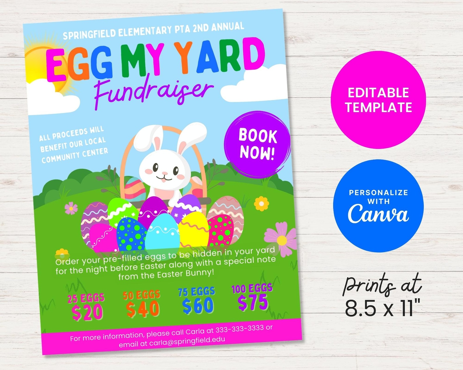 Editable Egg My Yard Flyer Egg My Yard Fundraiser Canva Etsy