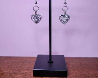 Charming Silver Heart Dangle Earrings