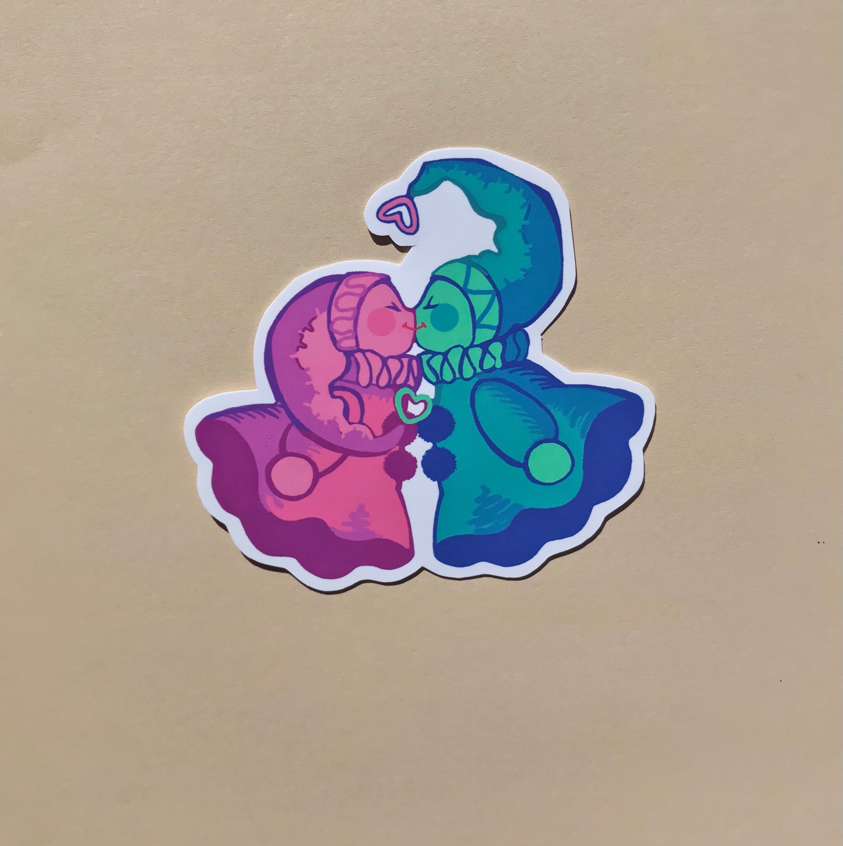 Smooching Clowns Matte Sticker - Etsy