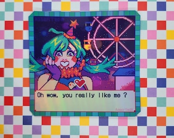 Holografische sticker pixelclown