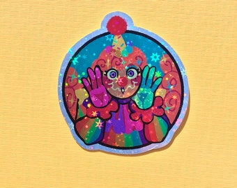 Sparkly Silly Rainbow Clown Sticker