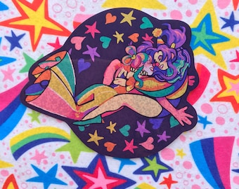 Glittery Clown Girlfriends Sticker