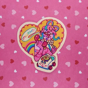 Kisses Thru the Phone Glossy Sticker