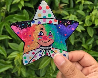 Sticker glitter regenboog clown