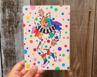 Polka Dots Clown Art Print