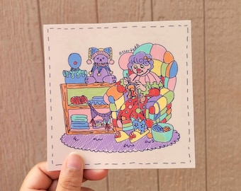 Granny Clown Art Print