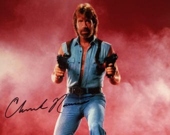 チャック・ノリス直筆サイン入り写真 - 行方不明、COA付き - Etsy 日本