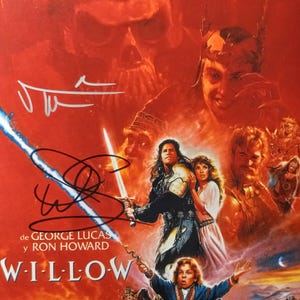 Val Kilmer & Warwick Davis - RARE Triple Signed Autographed 8x10 photo W/ 3rd Party COA Authentication - Willow