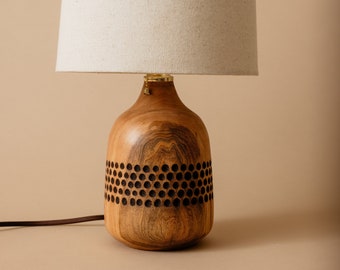 Hickory Dotted | Wood Table Lamp | Hand Made | Locally Harvested