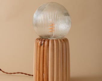 Handmade | Carved Birch Dome Lamp | Eclectic Home Decor |