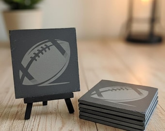 Set of 6 slate coasters – Rugby theme