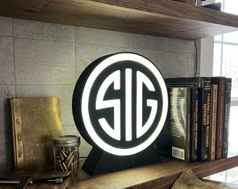 SIG Sauer Style LED Sign - 3D Printed Desk Lamp - Tactical Workshop Decor - USB