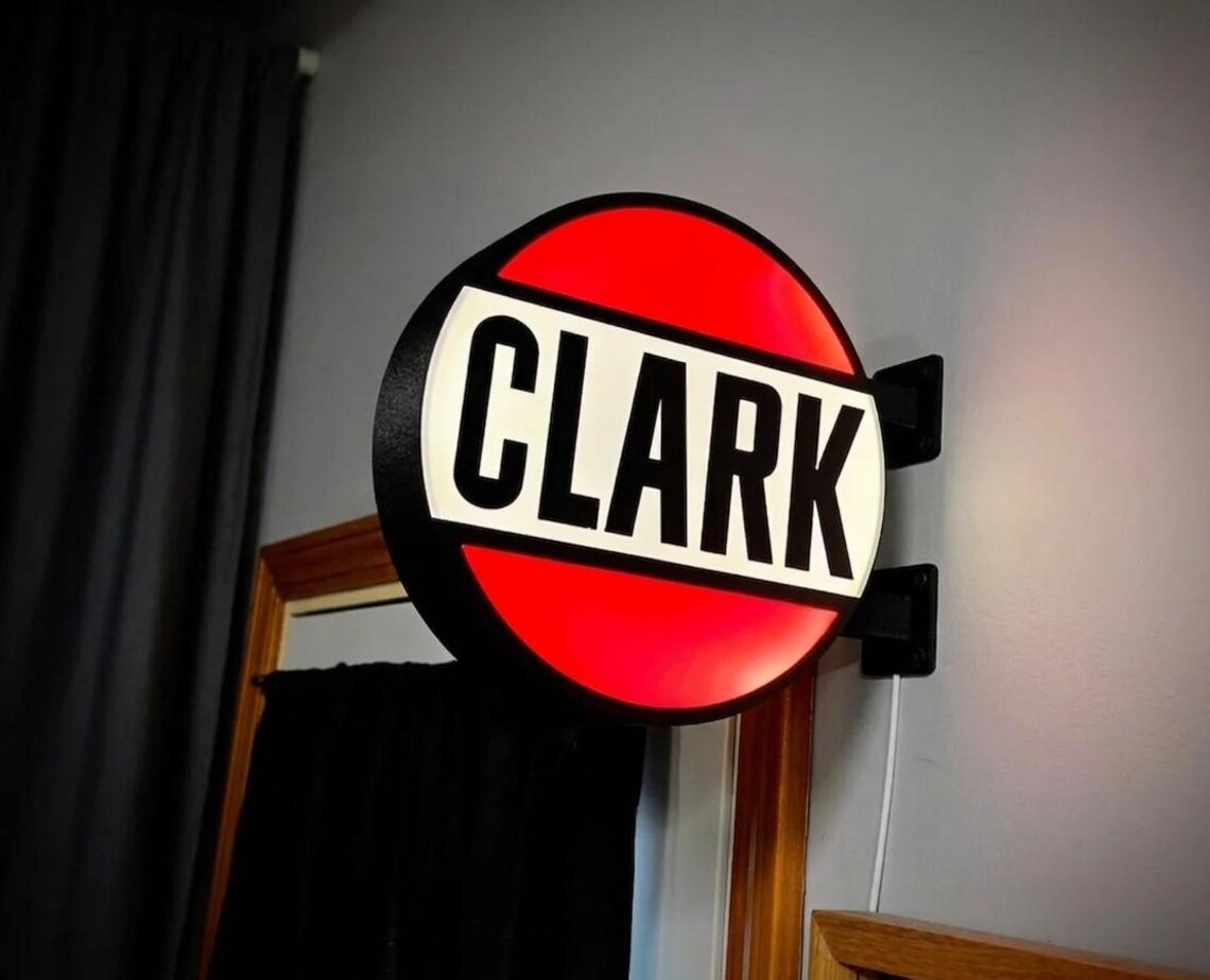 Clarck Sign Clark Super 100 Gasoline Lightbox Sign Double Sided LED Wall Sign ...
