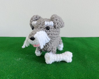 Mini Schnauzer all'uncinetto [MODELLO PDF] ~ Schnauzer grigio ~ Schnauzer Amigurumi ~ Cane all'uncinetto ~ Piccola bambola per cani ~ Peluche fatto a mano