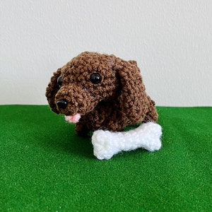 Mini teckel gehaakt PDF-PATROON ~ bruine teckel ~ teckel Amigurumi ~ gehaakte hond ~ kleine hondenpop ~ handgemaakte knuffel