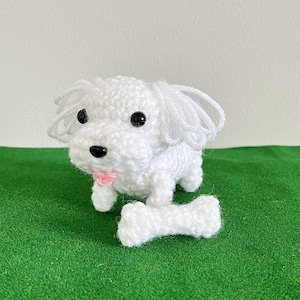 Mini Maltese Crochet PDF PATTERN ~ White Maltese ~ Maltese Amigurumi  ~ Crochet Dog ~ Tiny Dog Doll ~ Handmade Plushie