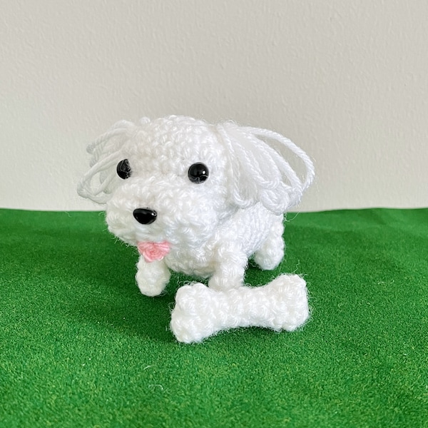 Mini Malteser PDF Häkelanleitung ~ Weißer Malteser ~ Malteser Amigurumi ~ Hund häkeln ~ Kleine Hundepuppe ~ Handmade Plushie