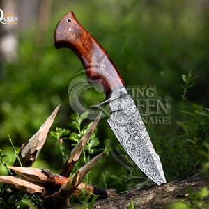 Personalized Damascus Steel Hunting Knife, Gift for Dad, Handmade Hunting Bowie Damascus Knife, Gift for Him, Boyfriend Gift, Groomsmen Gift