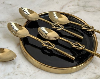 Knotty Affair - Cutlery Set Fork and Spoon Set- Golden or Steel