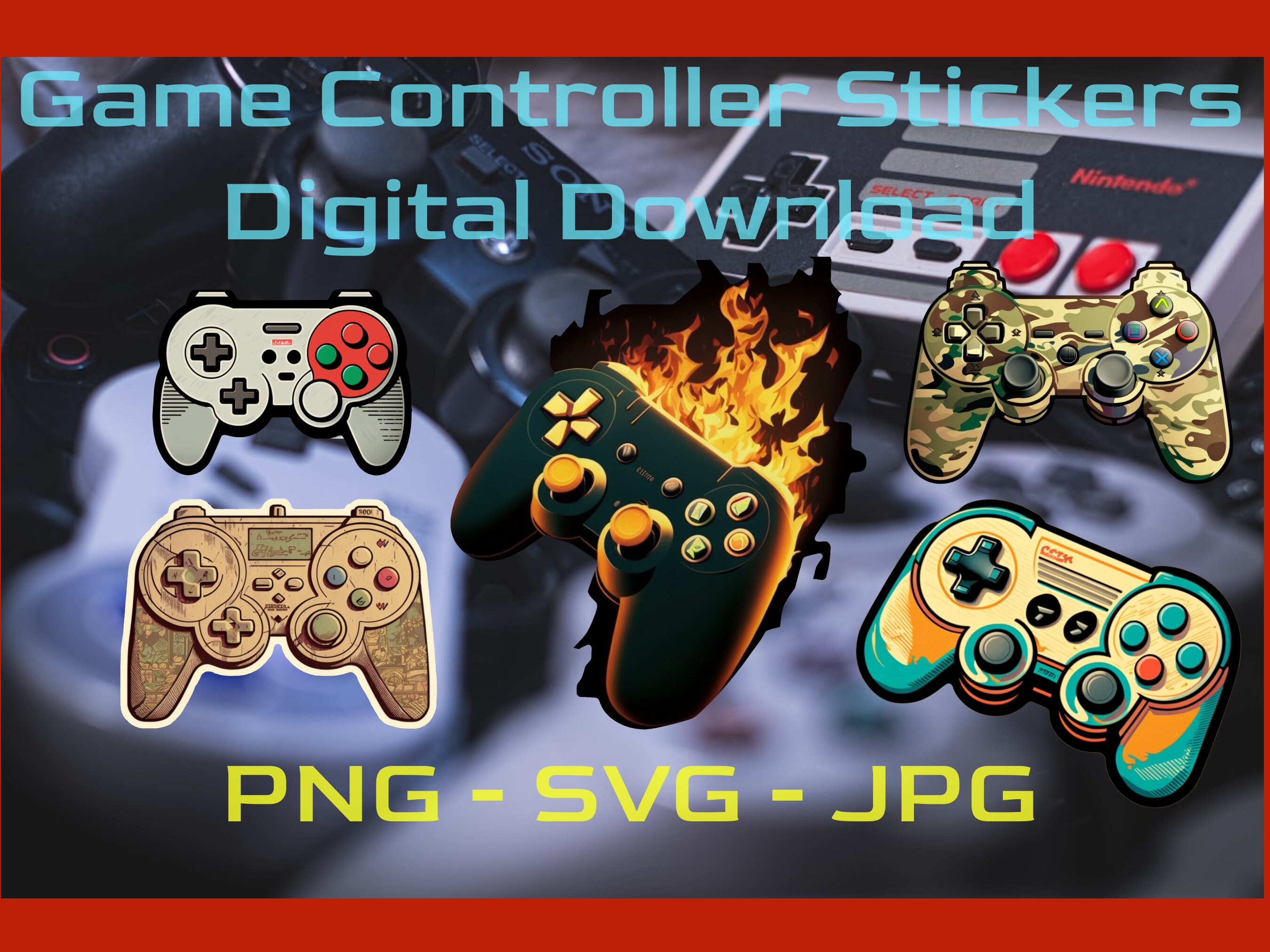 Fun Game Controller Sticker Pack Digital Download Clipart DIY Gamer ...