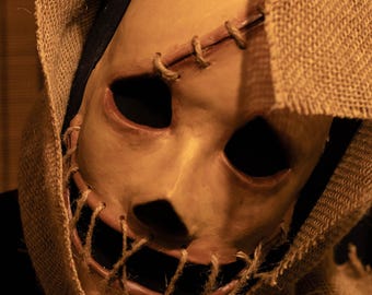 Custom Handmade "Cornstalker" Creepy Scarecrow Stalker Halloween Horror Haunt/Haunted House Brown Masquerade Paper Mache Mask