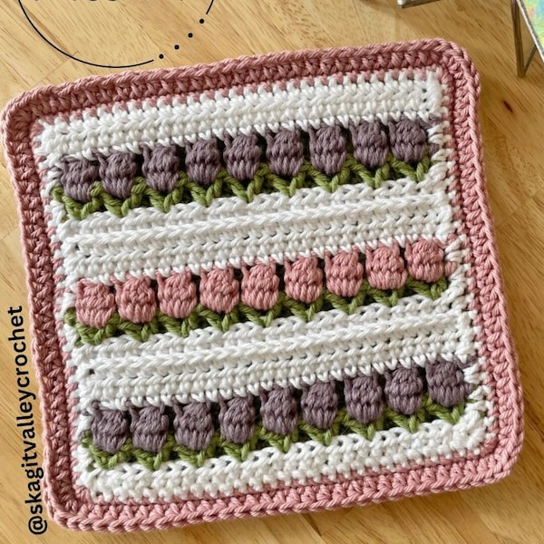 CROCHET PATTERN | Skagit Valley Tulip Hot Pad Crochet Pattern | Tulip Pot Holder Pattern | PDF Digital Download Crochet Pattern