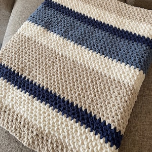CROCHET PATTERN | The Meadows Striped Blanket Pattern | PDF Digital Download Crochet Pattern