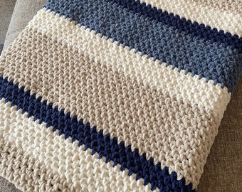 CROCHET PATTERN | The Meadows Striped Blanket Pattern | PDF Digital Download Crochet Pattern