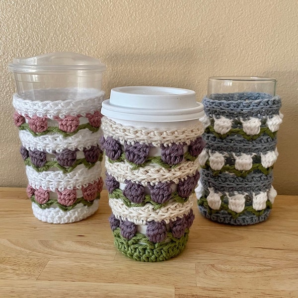 CROCHET PATTERN | Skagit Valley Tulip Coffee Cup Cozy Crochet Pattern | PDF Digital Download | Beverage Cozy Pattern | Quick Crochet Cozy