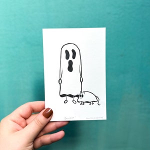 Familiar - block print | goth art | horror art | dark art | halloween decor | linocut print | creepy | spooky | ghosts | weird art