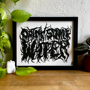 Drink Some Water - block print | heavy metal | goth art | dark art | punk art | linocut print | creepy | weird art
