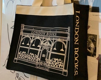 London Books Store Aesthetic Canvas Tote Bag with Zipper & Inner Pocket - London Books - Bags for Women - Large ToteBag - Shoulder Bags