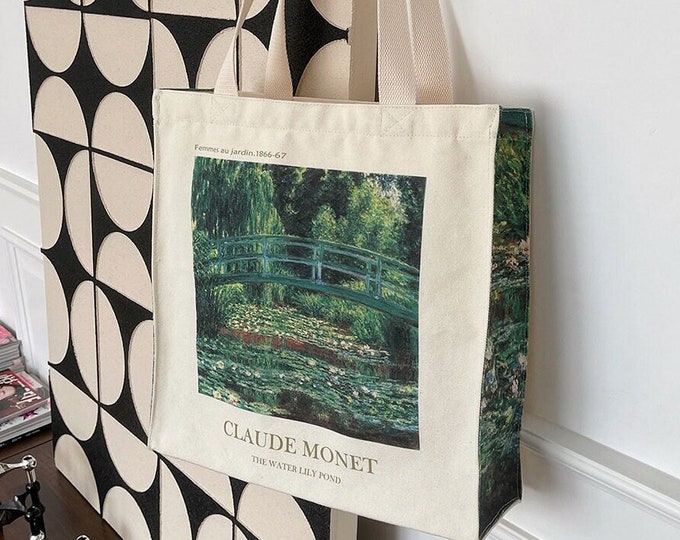 Monet "Water Lily Pond" 1899 Canvas Cotton Tote Bag with Zip