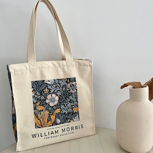 „ Compton, 1896 “ William Morris Textile Design ästhetische Tasche aus Baumwollleinen mit Reißverschluss und Innentasche