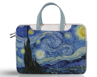 Van Gogh Laptop Bag &quot;The Starry Night, 1889&quot;  Aesthetic Art Laptop Sleeve - Macbook Pro Case