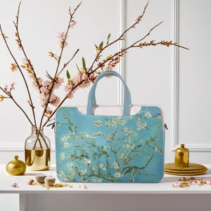 Borsa per laptop Van Gogh "Fiori di mandorlo, 1888-1890" Custodia per laptop con manici e tracolla Aesthetic Art - Custodia per Macbook Pro