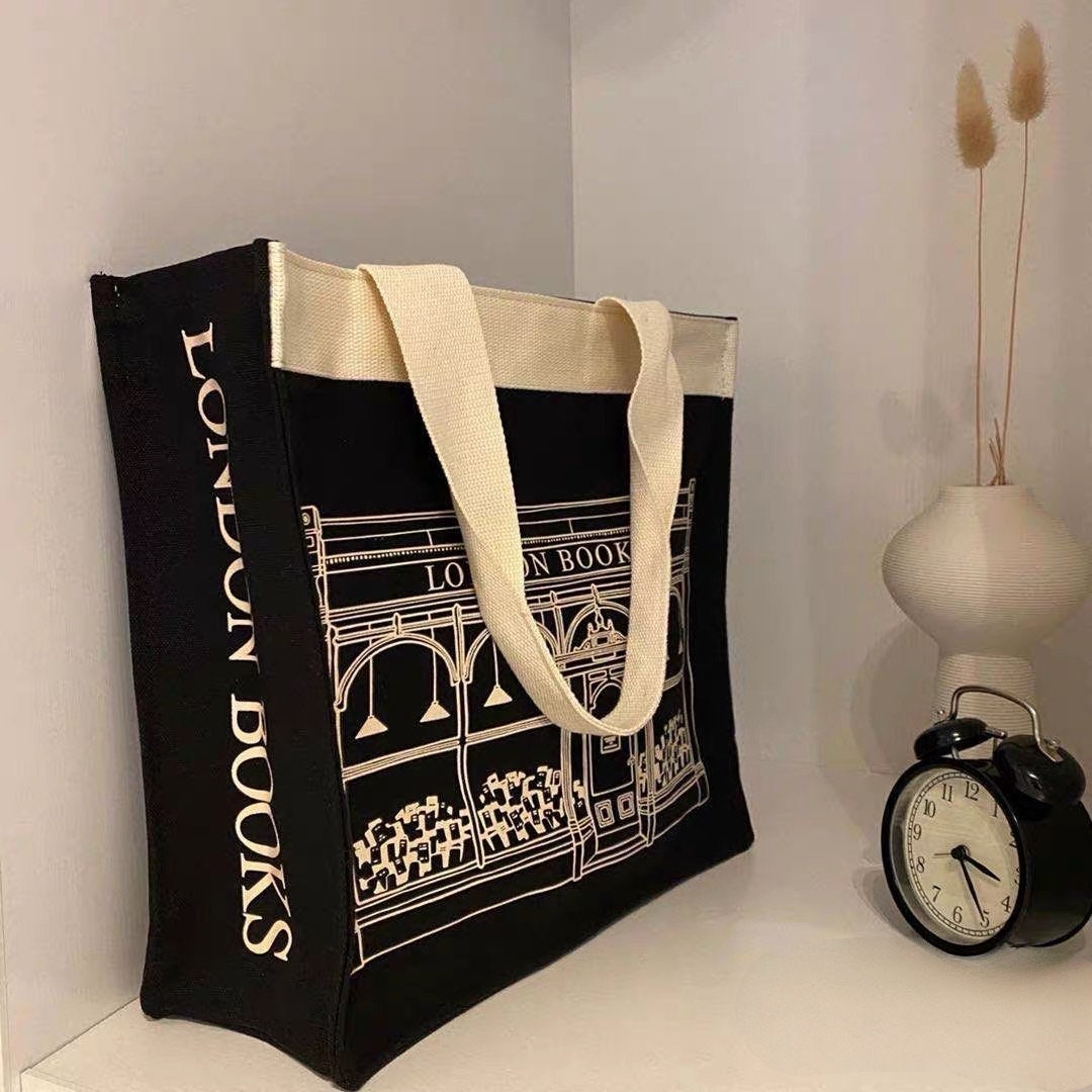 JCHCAMRY Canvas Book Tote Bag - 16x14 Inch With Zipper Pocket, Gift For Book Lovers & Women - View #12