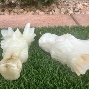Green Banded Onyx Dragon Heads