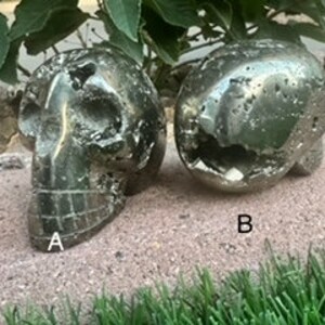 Gleaming Pyrite Skull Carvings: Natural Mineral Crystal Specimens for Collectors and Decor