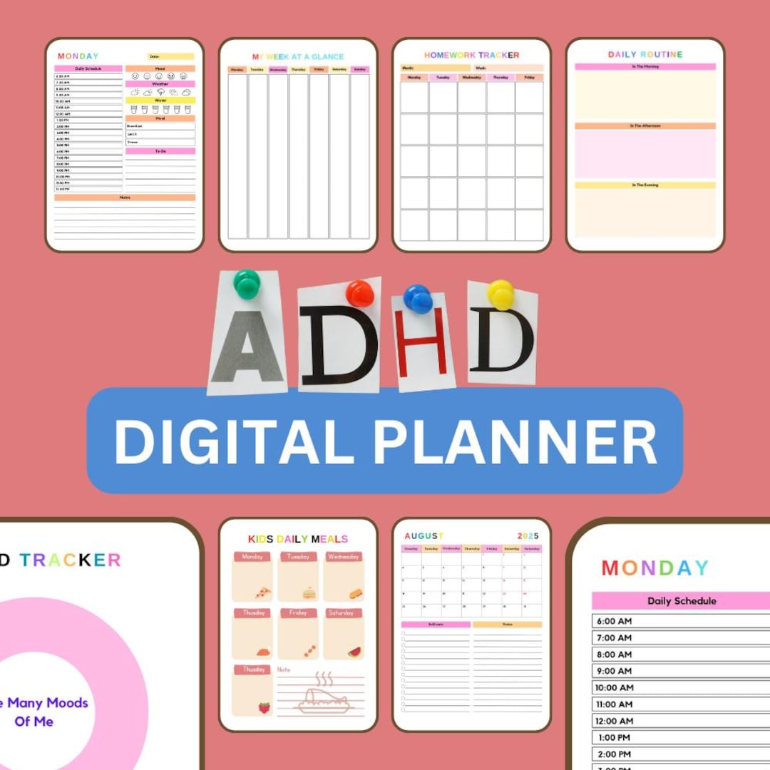 ADHD 70 Digital Planner for Kids Edit Incanva, 2025 Calendar for Kids ...