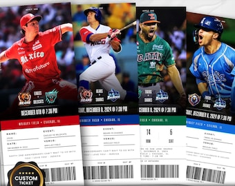 Physical Custom Baseball Game Ticket, Personalizable Printed Souvenir Tickets to Gift or for Keepsake