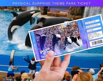 Boleto sorpresa personalizado físico, Revelación de boleto para el viaje a SeaWorld, Talón de boleto para SeaPark, Boletos para SeaWorld, Boletos imprimibles descargables