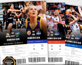 Physical Custom Women's Basketball Game Ticket, Personalizable Printed Souvenir Tickets to Gift or Keepsake