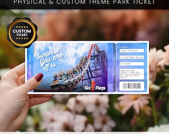 Entrada sorpresa personalizada para parque temático, revelación de vacaciones en parque temático, Knotts, Six, Busch, entrada para Disney Animal Kingdom, pase de embarque