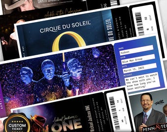 Entrada física personalizada para espectáculos de Las Vegas, Entrada sorpresa para Las Vegas, Entrada de regalo para Las Vegas, Entrada personalizada para espectáculos de Las Vegas, Entrada de recuerdo para espectáculos de Las Vegas