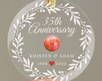 Unique Keepsake for a Milestone: Personalized 35th Wedding Anniversary Gift Ornament